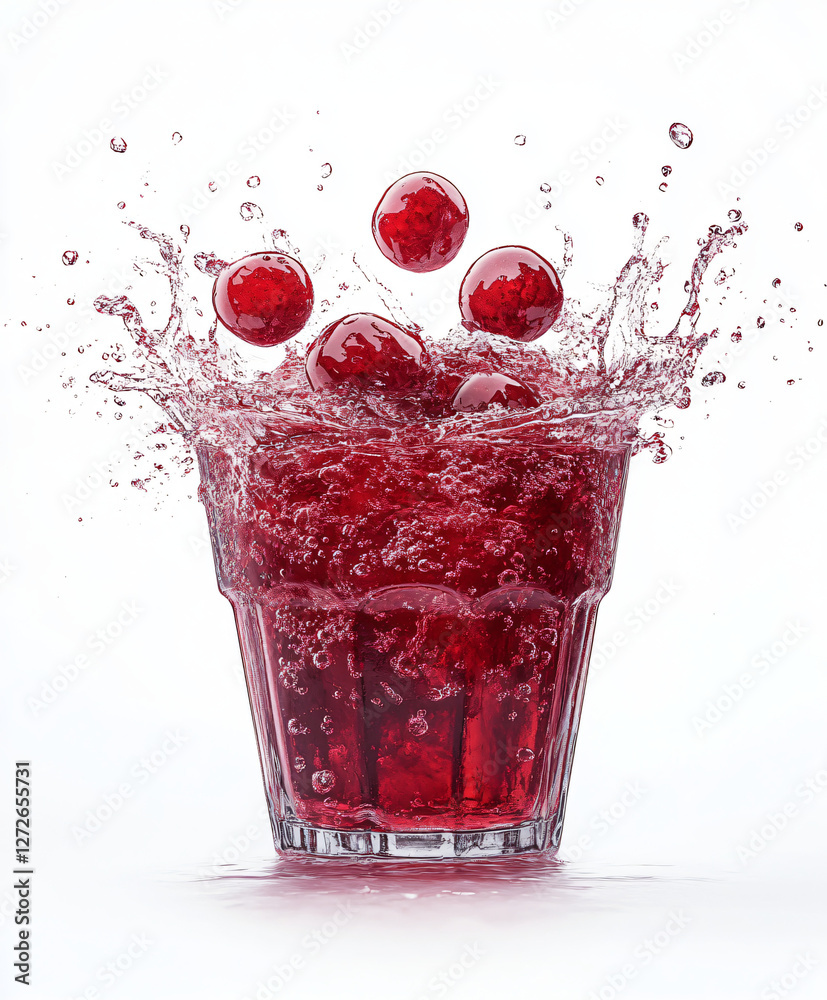 Vibrant Raspberry Splash in Elegant Cocktail Glass - Refreshing Summer Beverage Vibrant Raspberry Splash in Elegant Cocktail Glass - Refreshing Summer Beverage