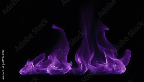 Purple fire flames isolated on black background, purple smoke,Abstract vibrant multicolored flames isolated on black background.86