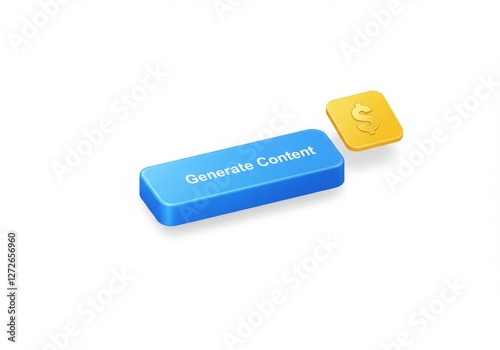 Obraz na płótnie A sleek interface mockup with a single ‘Generate Content’ button and a dollar notification pop-up w salonie