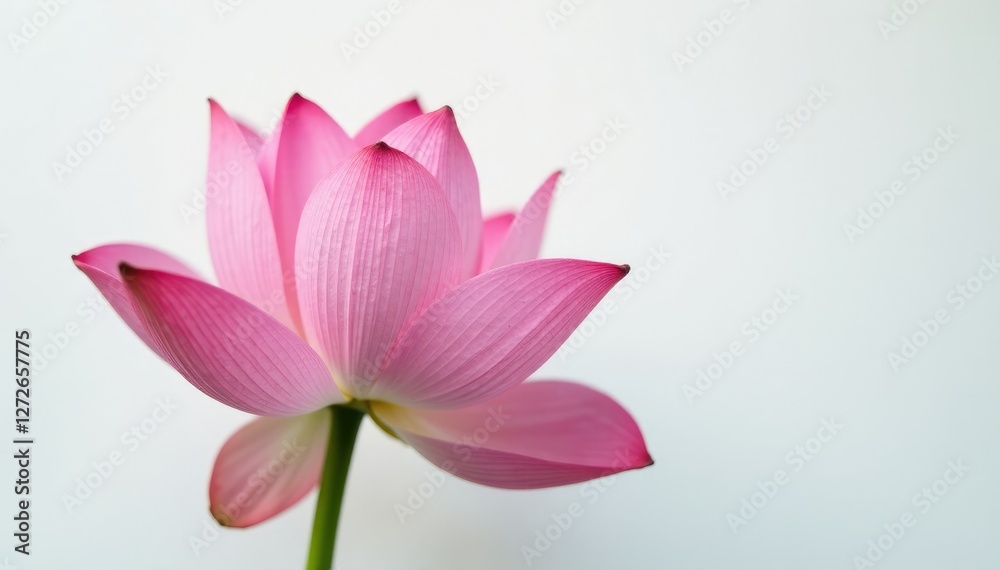 Delicate petals of lotus flower unfolding on white background, nature, flower, delicate Delicate petals of lotus flower unfolding on white background, nature, flower, delicate
