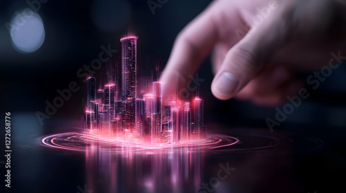 Businessman Touching Virtual Screen and Pressing Social Network Icon