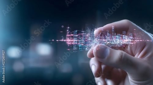 Businessman Touching Virtual Screen and Pressing Social Network Icon