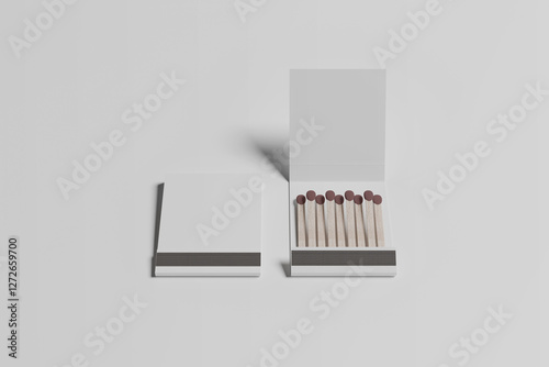 Realistic Book Matches Mockup on grey background,  3D rendering