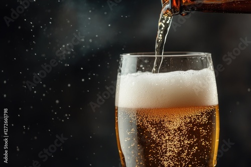 Wallpaper Mural Cold beer poured into a glass with frothy foam and rising bubbles against a dark background. Ideal for brewery ads, bar promotions, and beverage branding Torontodigital.ca