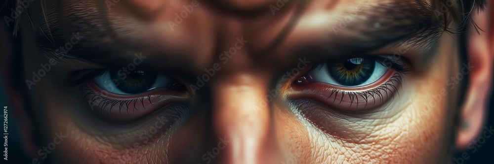 Obraz premium Close up of a pair of intense male eyes staring directly at the camera, manly, depth, close up