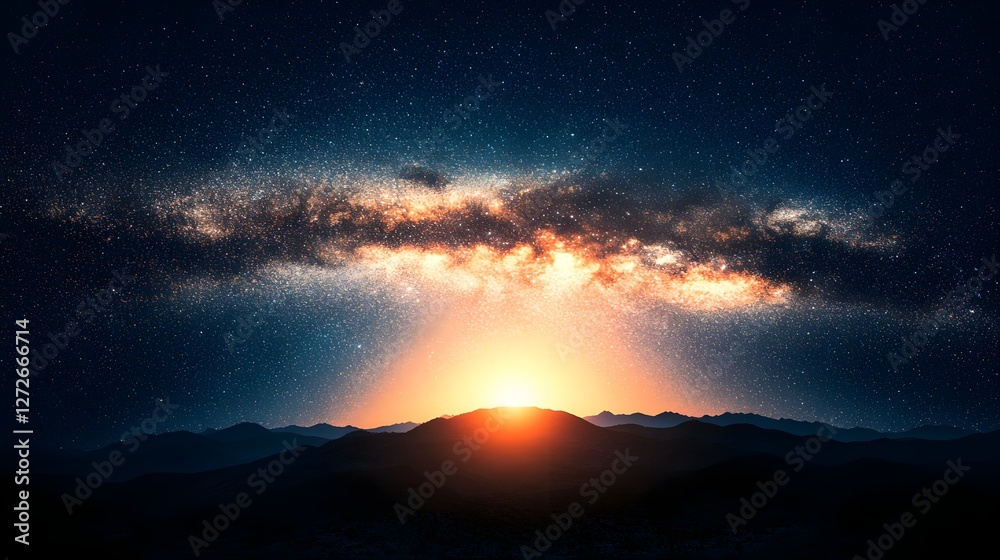 Fototapeta premium Breathtaking Calming Sky with Rich Blue and Orange Galactic Glow