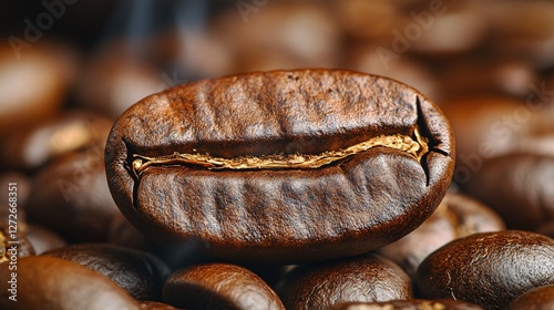 Roasted Coffee Bean Close Up Macro Shot photo