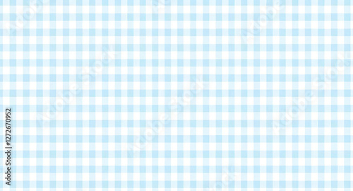 Light blue gingham tablecloth seamless pattern background