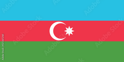 Azerbaijan flag. Flag of Azerbaijan. The official ratio. Flag icon. Standard color. Standard size. A rectangular flag. Computer illustration. Digital illustration. Vector illustration.