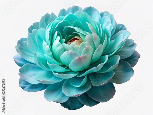 Fototapeta Naklejka Na Ścianę i Meble -  Turquoise Peony Flower, Close-up, Isolated, Botanical, Floral Photography