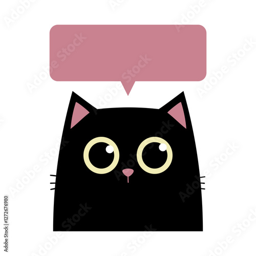 Black cat with speech bubble