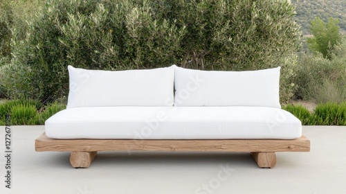 Modern Outdoor Sofa, Olive Grove Background photo
