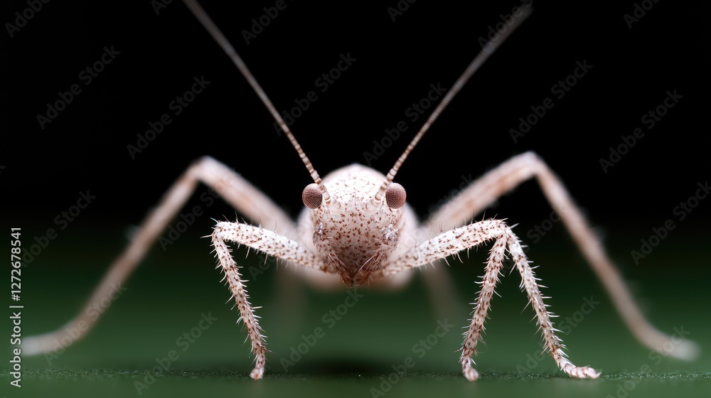 Pale cricket close-up, leaf background, macro shot, nature study Pale cricket close-up, leaf background, macro shot, nature study