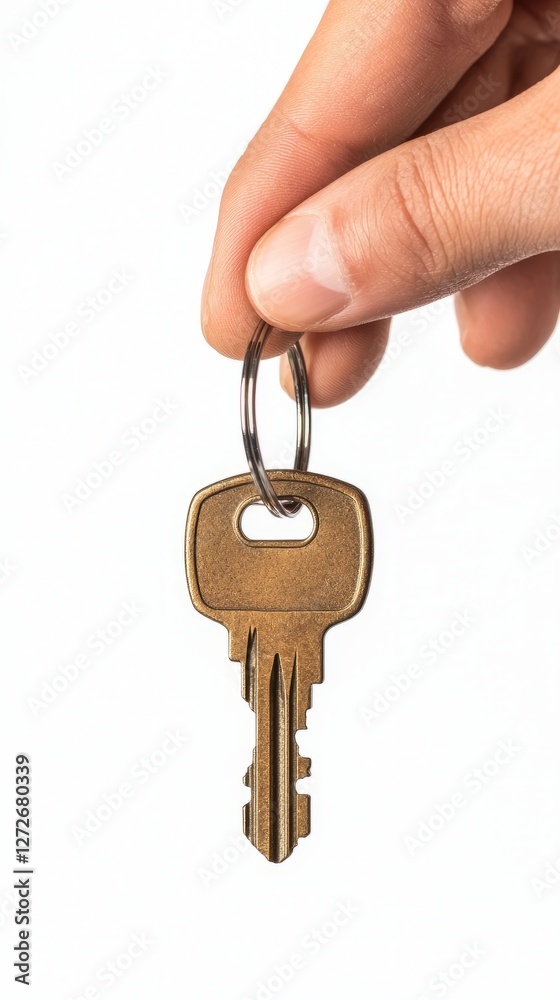 Close-up of a hand holding a key, symbolizing access and security in daily life Close-up of a hand holding a key, symbolizing access and security in daily life