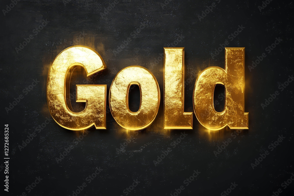 Gold text effect with shiny metallic finish on dark background, creating luxurious and elegant appearance Gold text effect with shiny metallic finish on dark background, creating luxurious and elegant appearance