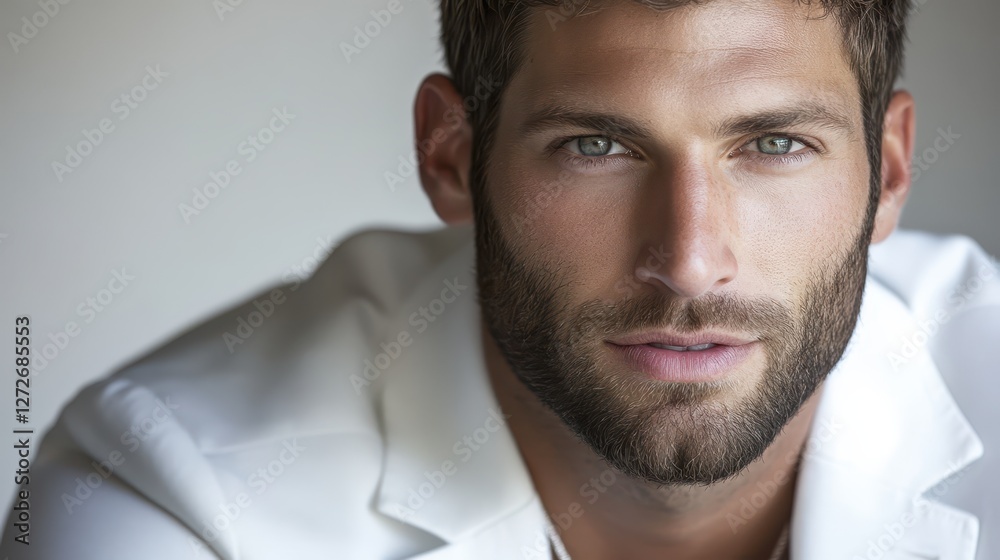 Obraz premium Close up portrait of a handsome man with a beard