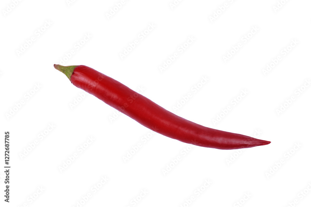 Red hot chili pepper on a white background.
