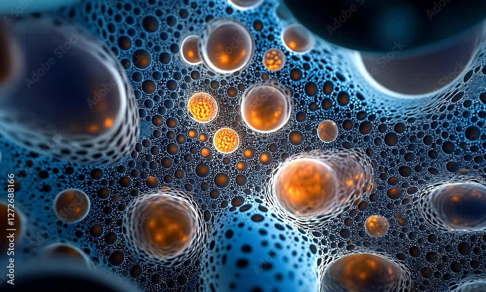 Abstract glowing spheres, network, digital art, background, science concept Abstract glowing spheres, network, digital art, background, science concept