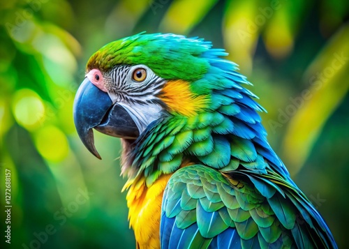 Vibrant Green-Headed Macaw Long Exposure Bird Photography