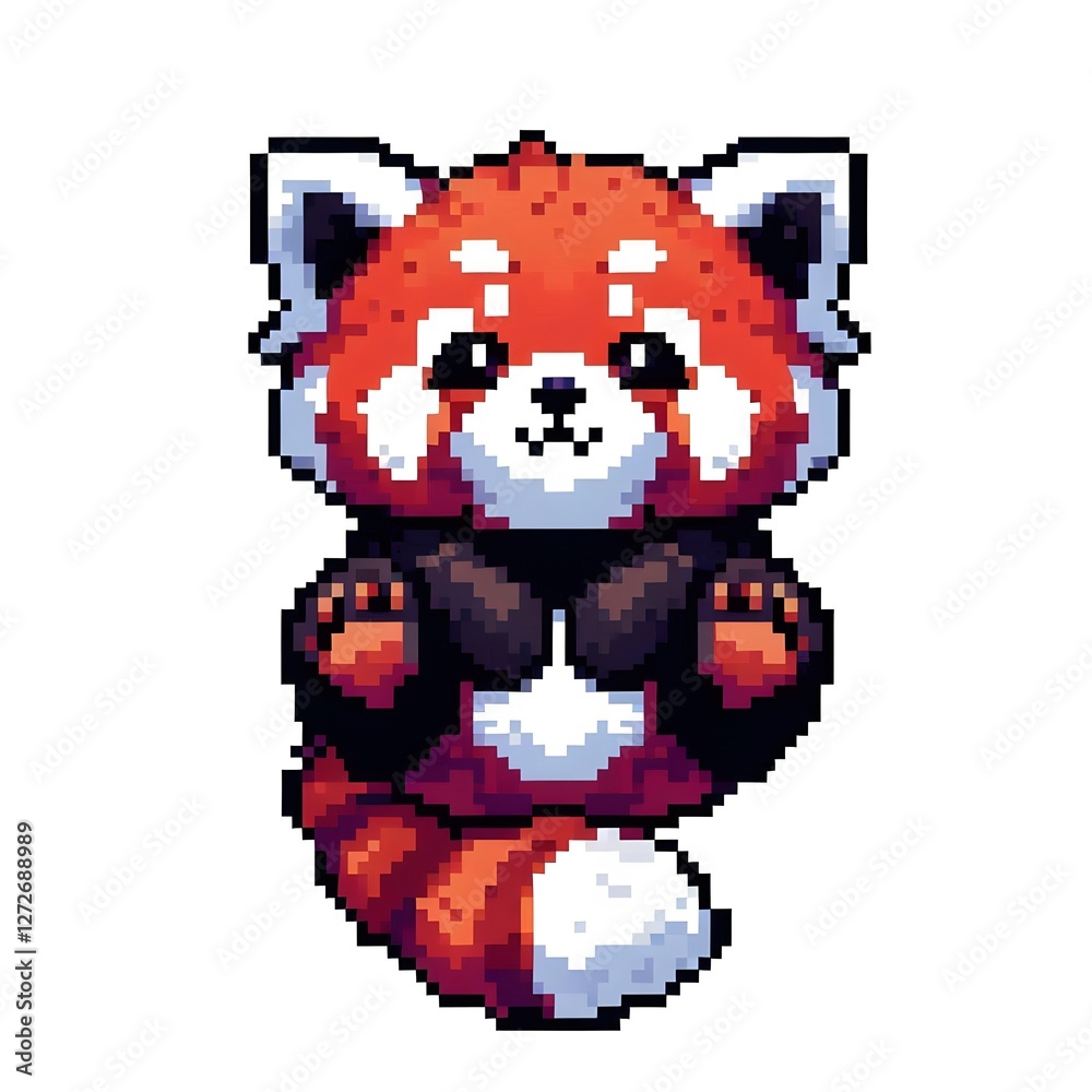Fototapeta premium 레서판다, 픽셀아트, jpeg (Red panda, pixel art, jpeg)