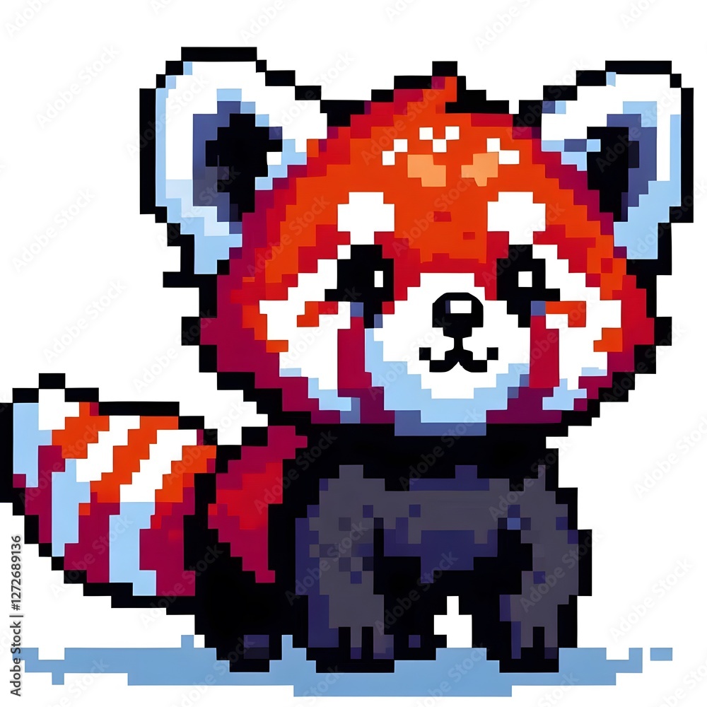 Fototapeta premium 레서판다, 픽셀아트, jpeg (Red panda, pixel art, jpeg)