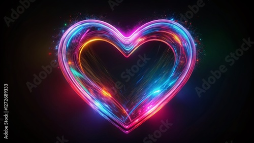 Vibrant Heart Looping Animation: Isolated Colorful Heart on Black Background for Urban Exploration Themes
