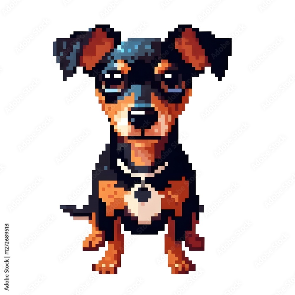 Fototapeta premium 미니어처 핀셔, 픽셀아트, jpeg (Miniature Pinscher, pixel art, jpeg)