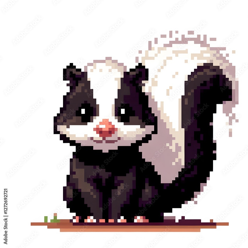Fototapeta premium 스컹크, 픽셀아트, jpeg (Skunk, pixel art, jpeg)
