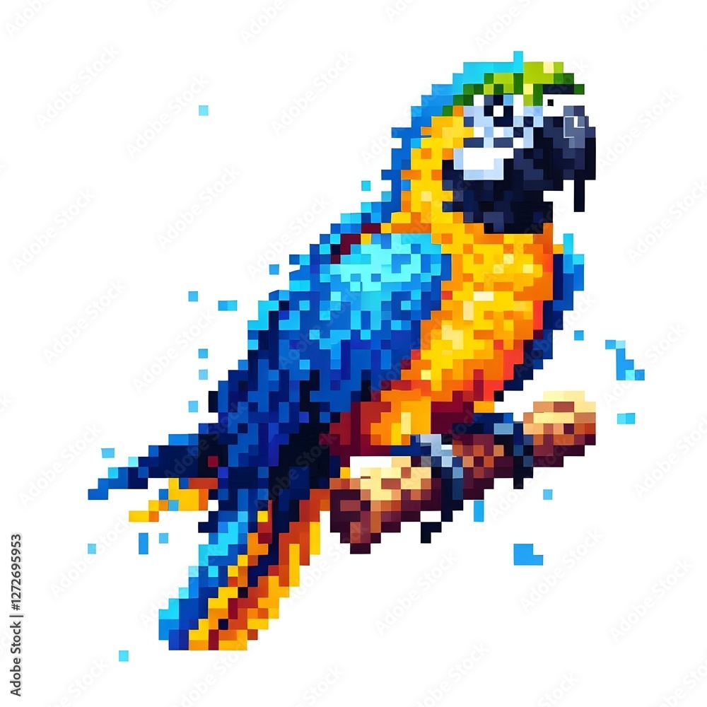 Obraz premium 금강앵무, 픽셀아트, jpeg (Macaw, pixel art, jpeg)