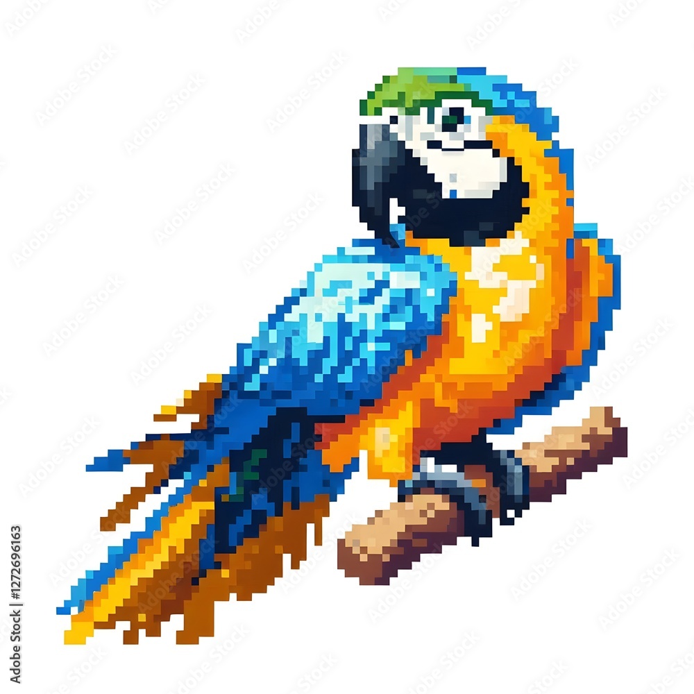 Fototapeta premium 금강앵무, 픽셀아트, jpeg (Macaw, pixel art, jpeg)