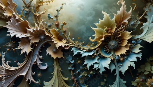 Harmonious Fusion of Fractal Geometry and Organic Natural Patterns in Abstraction photo