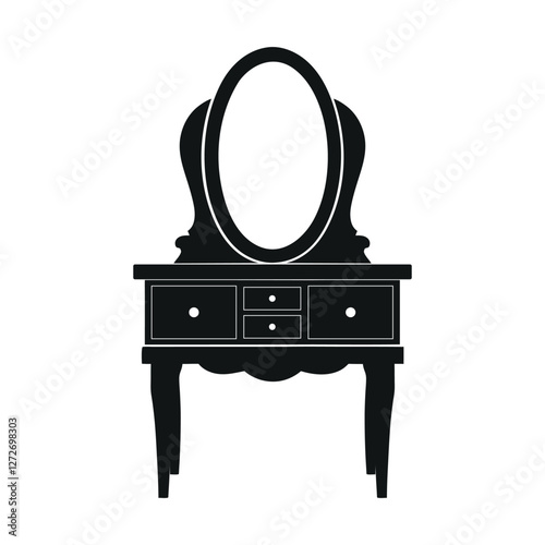 Elegant silhouette of an antique dressing table vector illustration isolated on white background