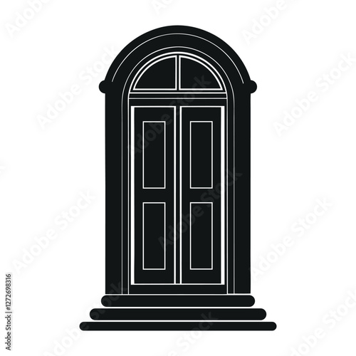 Vector illustration of a  door. Classic door silhouette with Steps vector illustration isolated on white background