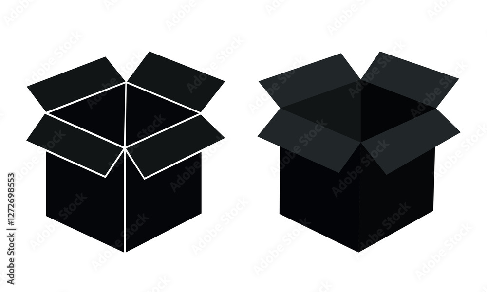 Open box silhouette vector illustration isolated on white background Open box silhouette vector illustration isolated on white background