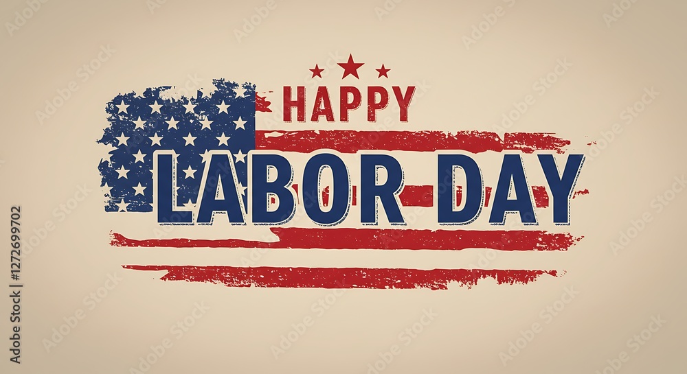 Naklejka premium Illustration of patriotic, grunge Labor Day art - celebrate labor - online banner