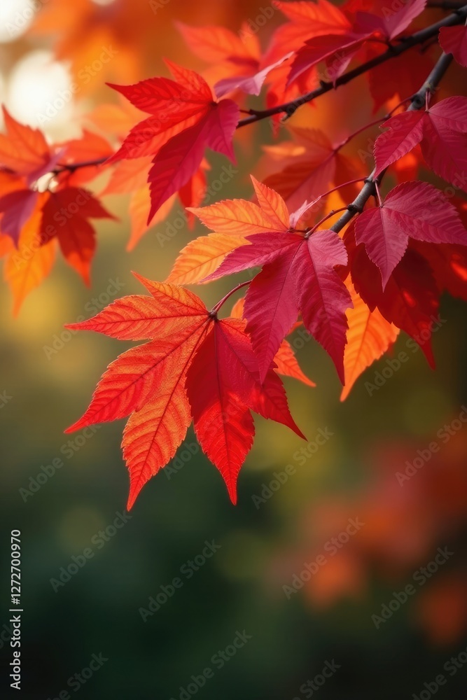Scarlet-colored leaves on a deciduous tree in autumn, leaves, autumn Scarlet-colored leaves on a deciduous tree in autumn, leaves, autumn