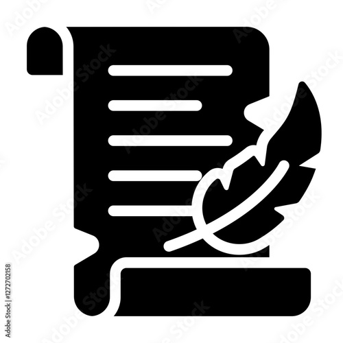 Document with quill glyph icon representing history, ancient records, and historical study