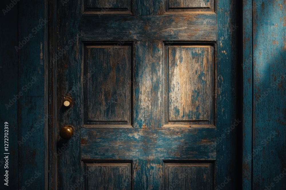 Dementia risk represented by an old, unmarked wooden door. Featuring soft, muted lighting Dementia risk represented by an old, unmarked wooden door. Featuring soft, muted lighting
