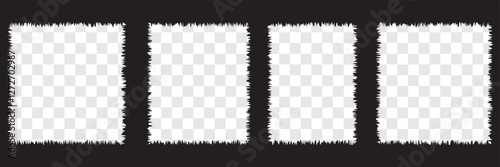 Torn paper pieces of Collection. Red and Black square frames with Irregular edges. Set of silhouettes of ripped Rectangular and Square shapes. Piece of grunge collage stickers. EPS 10