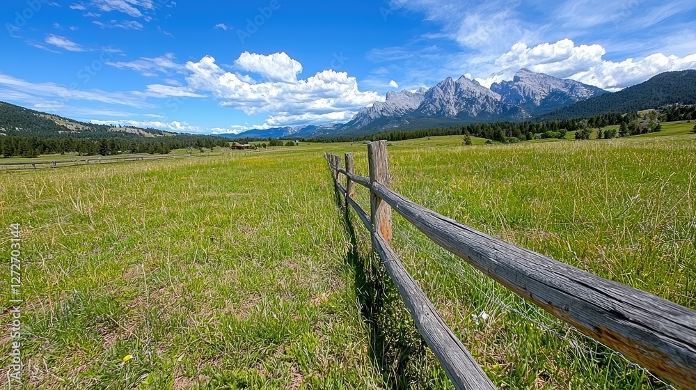 Mountain valley pasture fence summer landscape (2) Mountain valley pasture fence summer landscape (2)