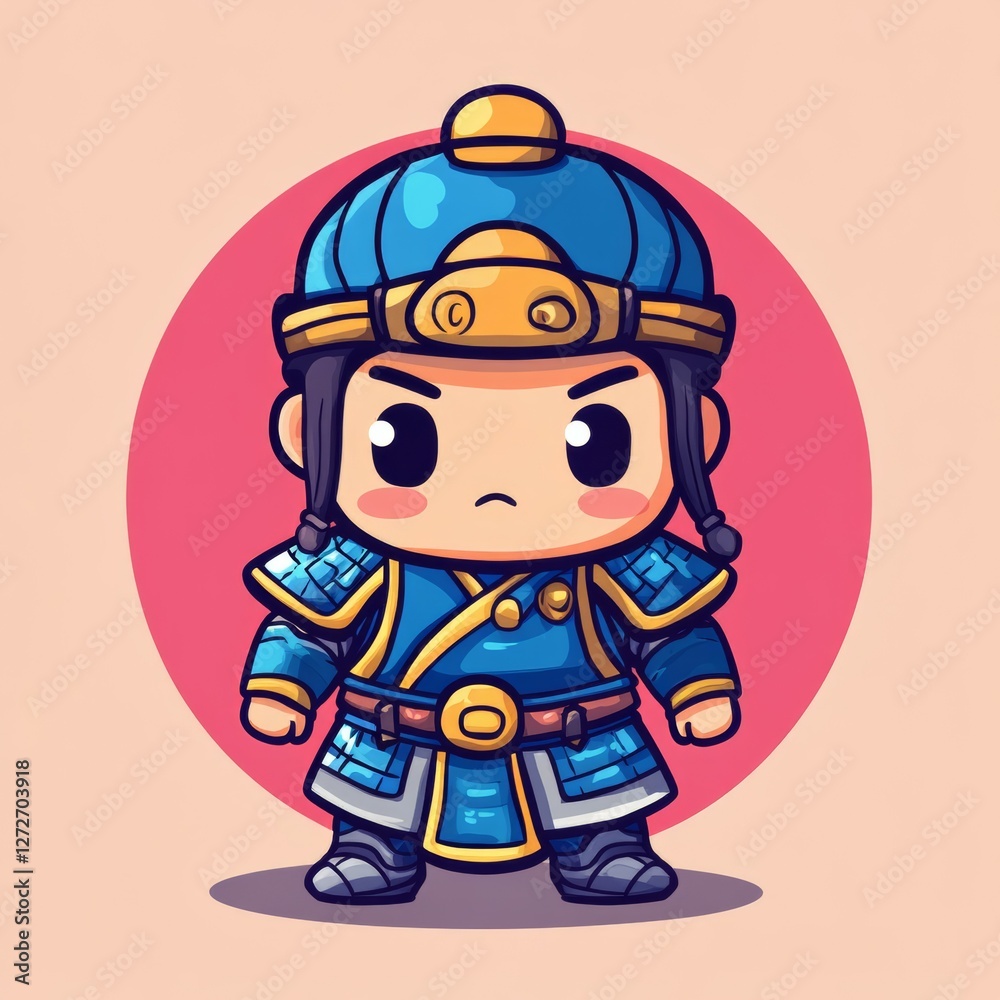 Adorable Cartoon Samurai Warrior in Detailed Traditional Armor with a Cute and Friendly Expression Adorable Cartoon Samurai Warrior in Detailed Traditional Armor with a Cute and Friendly Expression