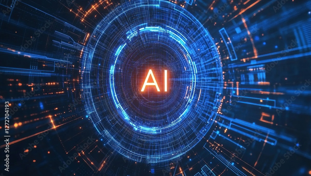 Obraz premium Exploring the Future: AI Revolutionizes Technology and Impacts Industries Globally. Understanding its Potential and Challenges.