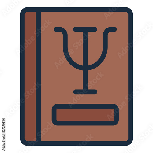 Book with mind symbol filled line icon representing psychology, mental health, and behavioral studies