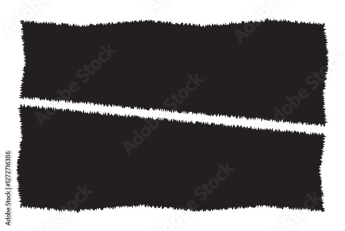 Set of White, Black and Red Torn or ripped paper sheet. Vector Collage Shape of Torn Paper. Scrapbook edge, notebook tear or blank page split on white background. EPS10