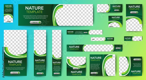 Green eco banners design template. Nature banners with place for images. vector
