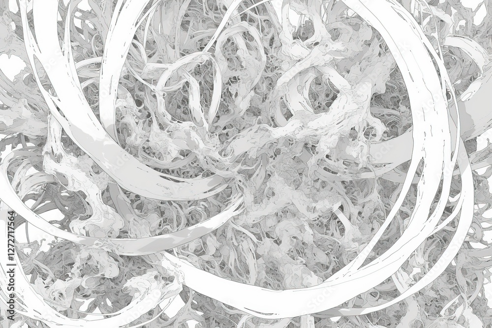 Obraz premium Abstract white swirls, intricate design, digital art, background, graphic element