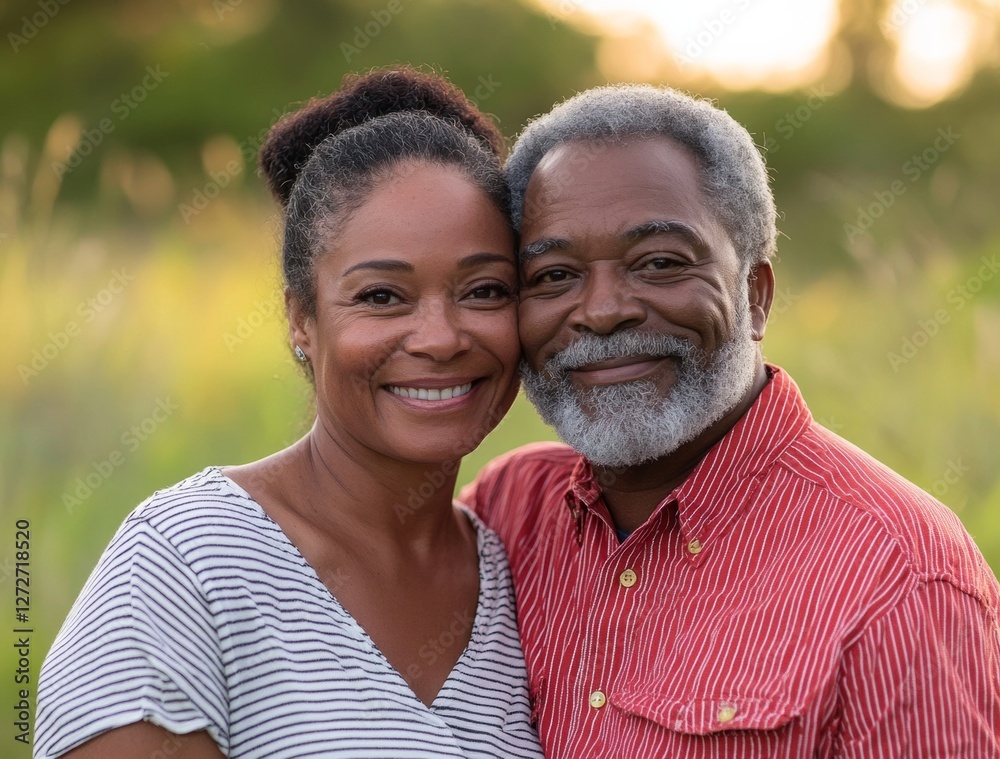 Joyful senior couple embracing in nature Joyful senior couple embracing in nature