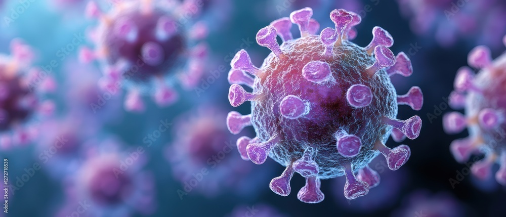 Influenza Virus Particles in High-Resolution Photomicrograph Influenza Virus Particles in High-Resolution Photomicrograph