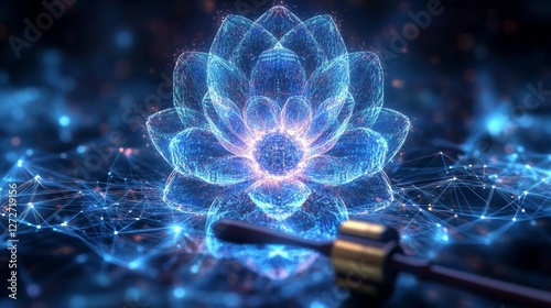 Digital Lotus Flower Technology and Nature Synergy photo