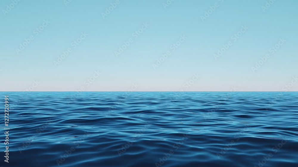 Obraz premium serene ocean view with gentle waves under clear blue sky, creating peaceful atmosphere